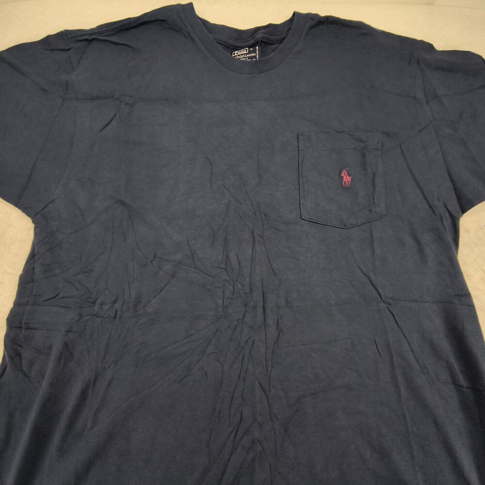 Polo By Ralph Lauren Casual Crew Neck Short Sleeve Shirt Mens Size M Navy Red
